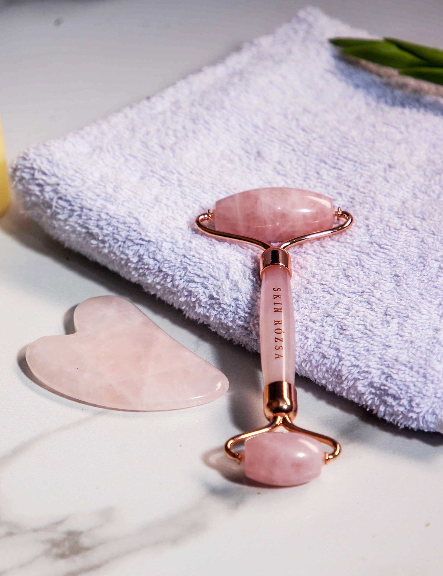 Best Rose Quartz Spa Set- face roller & Guasha with warranty – Skin Rózsa